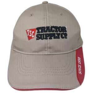 Tractor Supply Co Baseball Cap Beige Red OS Embroidered Slideback Adjustable hat